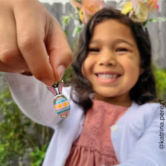 Enamel Bunny Ears Art Glass Charm