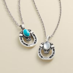 Western Horseshoe Gemstone Pendant
