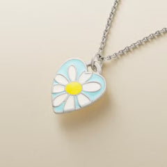 Enamel Daisy Heart Charm