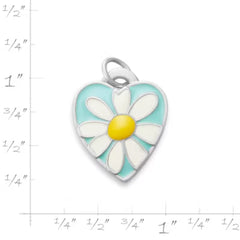Enamel Daisy Heart Charm
