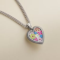 Enamel Floral Heart Pendant