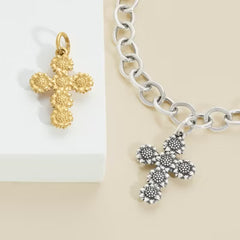 Sunflower Cross Charm