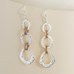 Hammered Linked Dangle Earrings