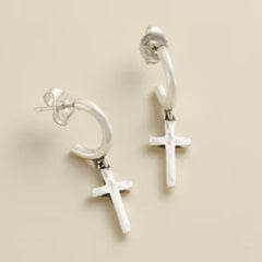 Horizon Cross Hoop Dangle Earrings