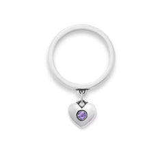 Keepsake Heart Birthstone Charm Dangle Ring