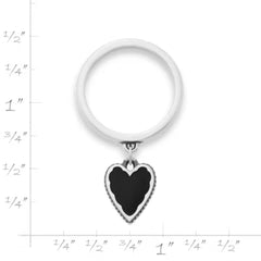 Small Enamel Heart Charm Dangle Ring
