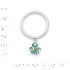 Enamel Mini Flower Charm Dangle Ring