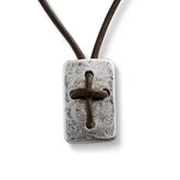 Leather Cross Shield Necklace
