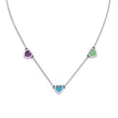 Enamel Connected Hearts Necklace