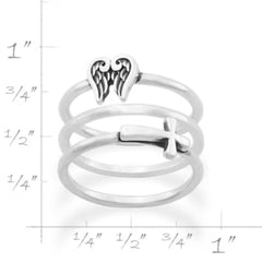 Angel Wings and Horizon Cross Ring Set