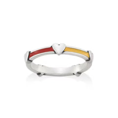 Enamel Band with Hearts Ring