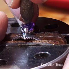 Beaded Chevron Heart Gemstone Ring