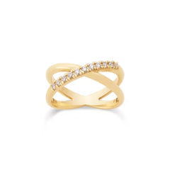 Diamond Pave Crossed Ring