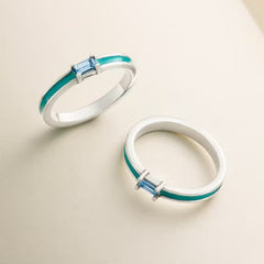 Enamel Gemstone Stacker Ring