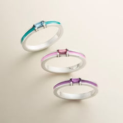 Enamel Gemstone Stacker Ring