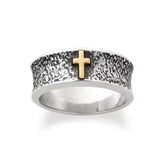 Textured Wedding Ring with Cross