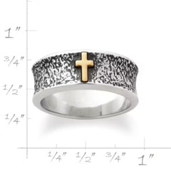 Textured Wedding Ring with Cross