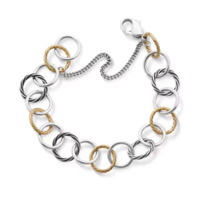 Gold and Silver Loops Charm Bracelet