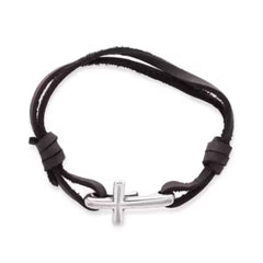 Cross Hook-On Leather Bracelet