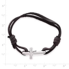 Cross Hook-On Leather Bracelet