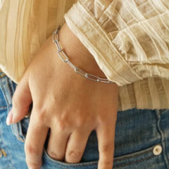 Elongated Link Charm Bracelet