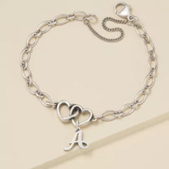 Two Hearts Together Charm Bracelet