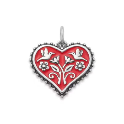 Enamel Hearts in Bloom Charm