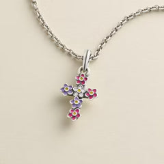 Enamel Floral Cross Pendant