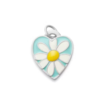 Enamel Daisy Heart Charm