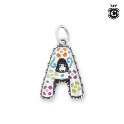 Enamel Consuela Floral Initial Charm