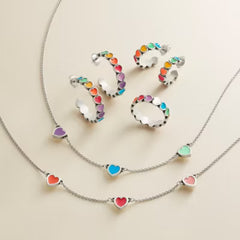 Enamel Connected Hearts Necklace