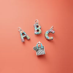 Enamel Consuela Floral Initial Charm