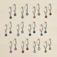 Cherished Birthstone Hoop Dangle Earrings