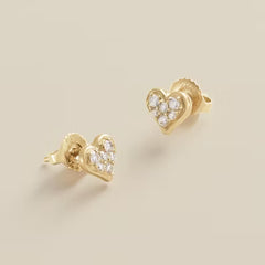 Delicate Pave Diamond Heart Studs