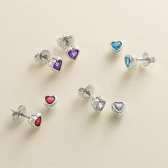 Heart Gemstone Studs
