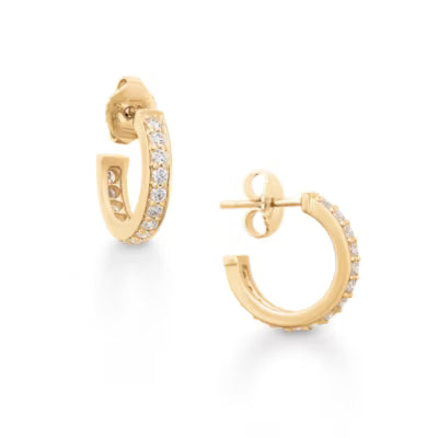 Delicate Pave Diamond Hoops