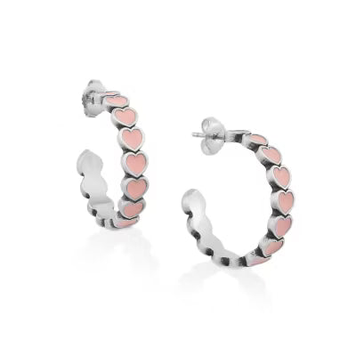 Enamel Connected Hearts Hoops