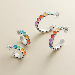 Enamel Connected Hearts Hoops
