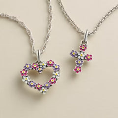 Enamel Floral Cross Pendant