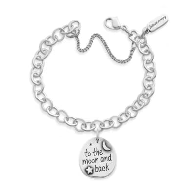 To the Moon and Back Charm on Forged Link Charm Bracelet