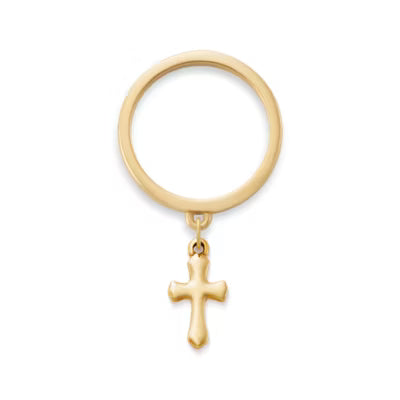 Flared Cross Charm Dangle Ring