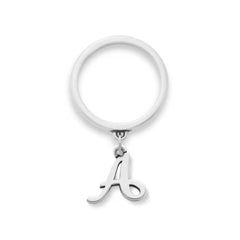 Small Script Initial Charm Dangle Ring