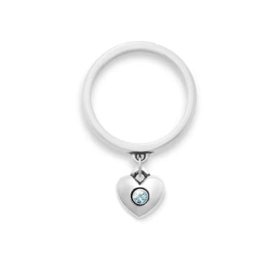 Keepsake Heart Birthstone Charm Dangle Ring