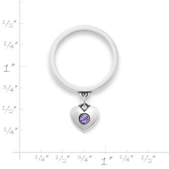 Keepsake Heart Birthstone Charm Dangle Ring