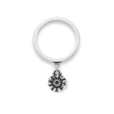 Mini Sunflower Charm Dangle Ring