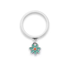Enamel Mini Flower Charm Dangle Ring