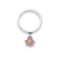 Enamel Mini Flower Charm Dangle Ring