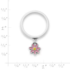 Enamel Mini Flower Charm Dangle Ring