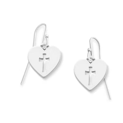 Crosslet Heart Dangle Earrings