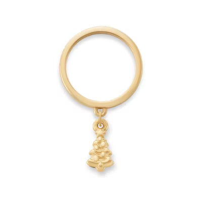 Petite Christmas Tree Charm Dangle Ring